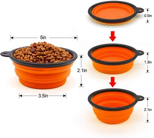 5" Portable and Foldable Small Dog Bowl-Orange