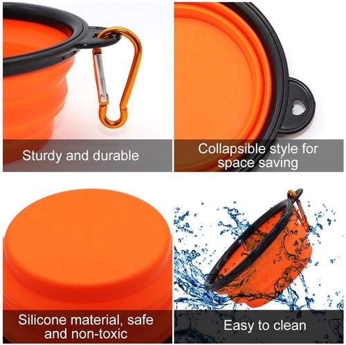5" Portable and Foldable Small Dog Bowl-Orange