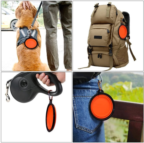 5" Portable and Foldable Small Dog Bowl-Orange
